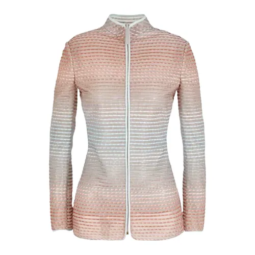 Giorgio Armani , Zip-Up Contrast Piping Jacket ,Multicolor female, Sizes: