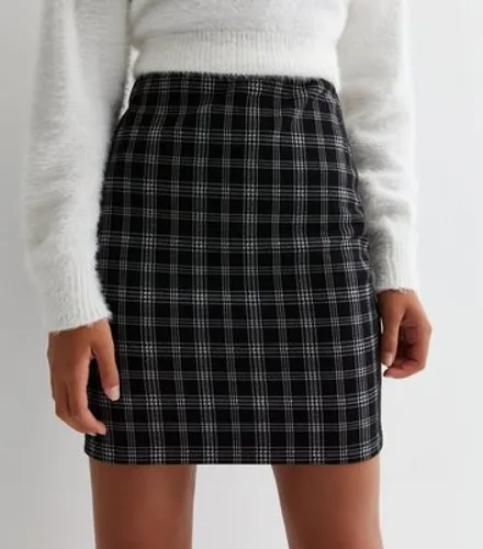Girls Black Check Mini Tube Skirt New Look