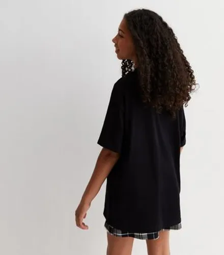 Girls Black Cotton Harvard Logo Oversized T-Shirt New Look