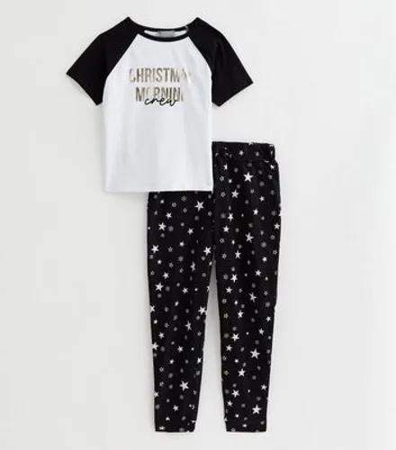 Girls Black Pyjama Jogger Set with Christmas Morning Logo New Look