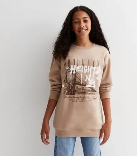 Girls Camel Brooklyn Heights Logo Longline Sweatshirt New Look