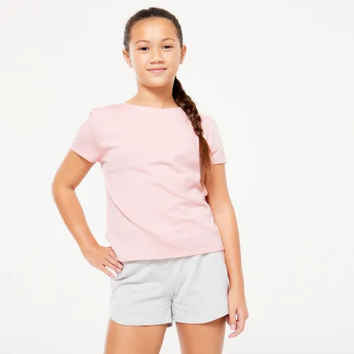 Girls' Cotton T-shirt 500 - Old Pink