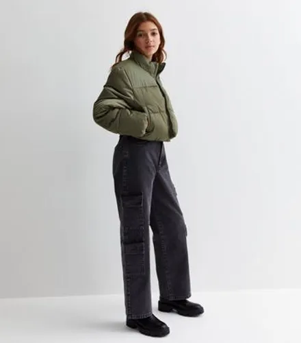 Girls Green Crop Puffer Jacket New Look