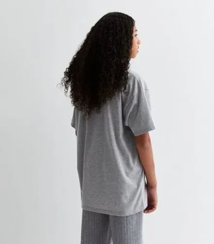 Girls Grey Paris Logo Oversized T-Shirt New Look