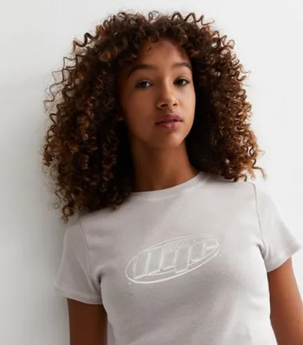 Girls Grey Studio NYC Logo Ringer T-Shirt New Look