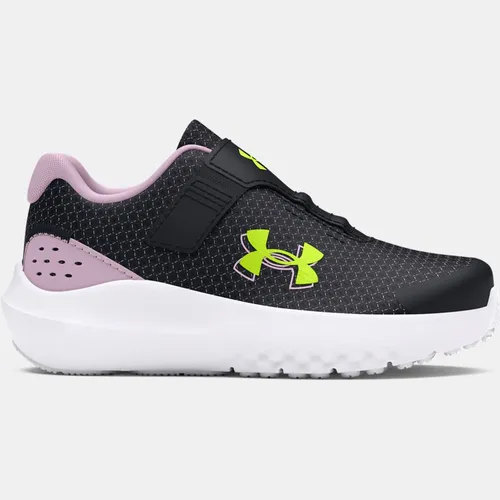 Girls' Infant  Under Armour  Surge 4 AC Running Shoes Black / Purple Ace / High Vis Yellow