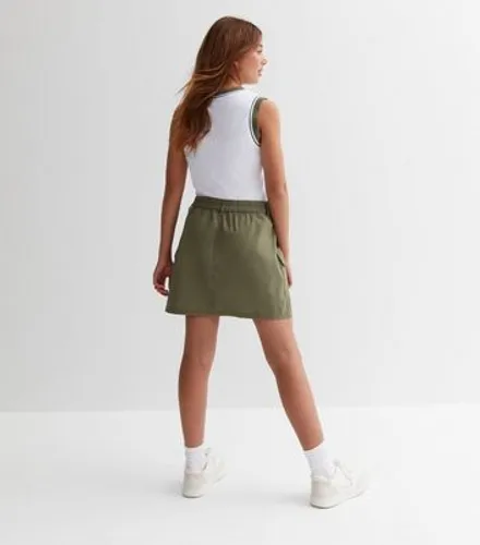 Girls Khaki Cotton Cargo Skirt New Look