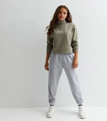 Girls Khaki Fleece High Neck Sweatshirt New Look