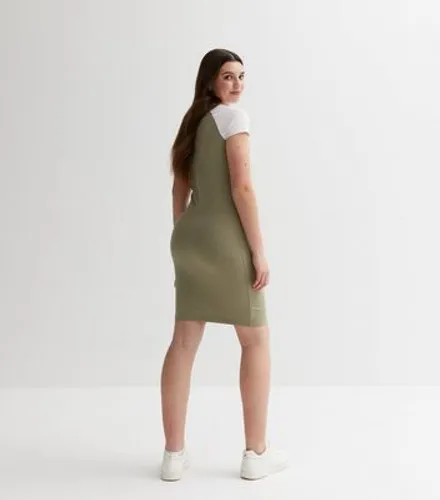 Girls Khaki LA Raglan Mini Dress New Look