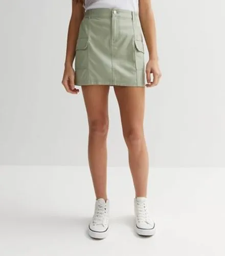 Girls Light Green Cargo Skirt New Look