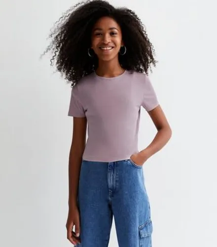Girls Light Purple Ribbed Jersey T-Shirt New Look