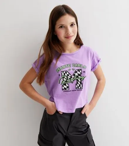 Girls Lilac Monte Carlo Racing Logo T-Shirt New Look