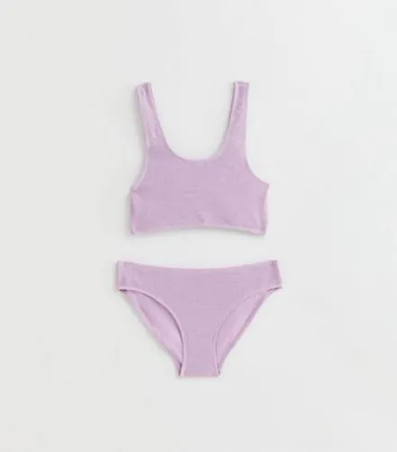 Girls Lilac Textured Bikini Set New Look