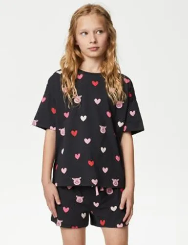 Girls Percy Pig™ Heart Pyjamas (2-16 Yrs) - 7-8 Y - Carbon, Carbon
