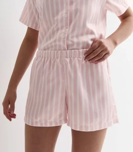 Girls Pink Satin Short Pyjama Set with Stripe Print New Look