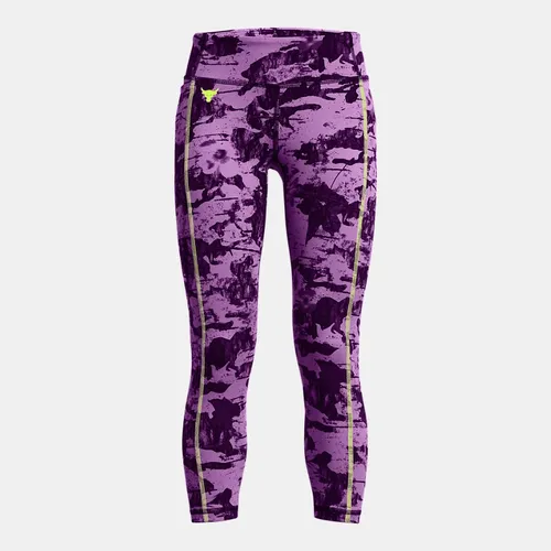 Girls' Project Rock Lets Go Printed Ankle Leggings Provence Purple / High Vis Yellow / Silt YMD (54 - 59 in)