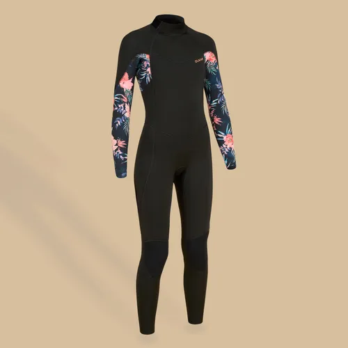 Girl's Surfing Wetsuit 500 4/3mm Black Red