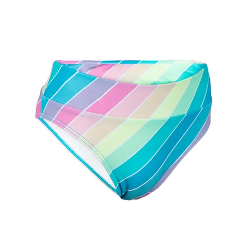 Girl's Swimsuit Bottoms - 500 Bao Rainbow Stripes Turquoise