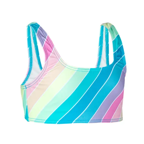 Girl's Swimsuit Crop Top - 500 Lana Rainbow Stripes Turquoise