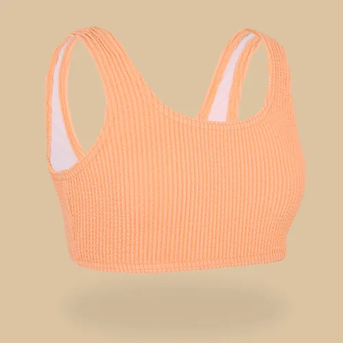 Girl's Swimsuit Crop Top Lana Texture 500 Melon