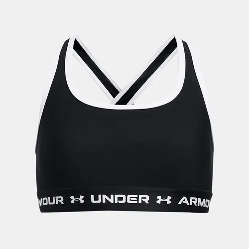 Girls'  Under Armour  Crossback Sports Bra Black / Black / White YSM (50 - 54 in)