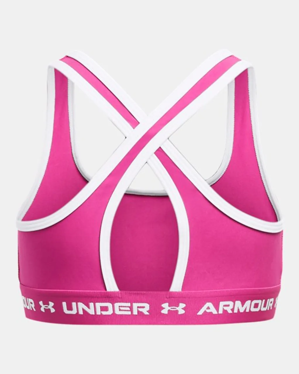Girls'  Under Armour  Crossback Sports Bra Rebel Pink / White / White YMD (54 - 59 in)