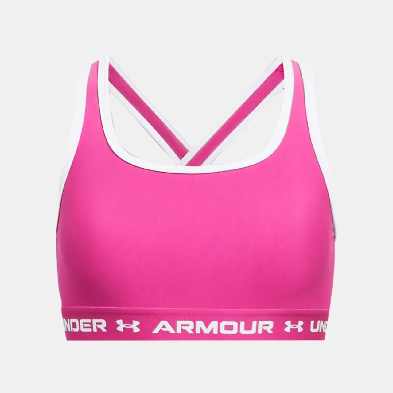 Girls'  Under Armour  Crossback Sports Bra Rebel Pink / White / White YMD (54 - 59 in)