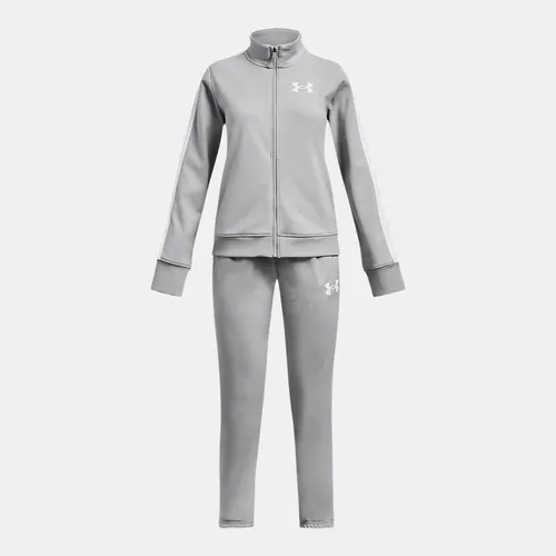 Girls'  Under Armour  Knit Tracksuit Mod Gray / White YMD (54 - 59 in)