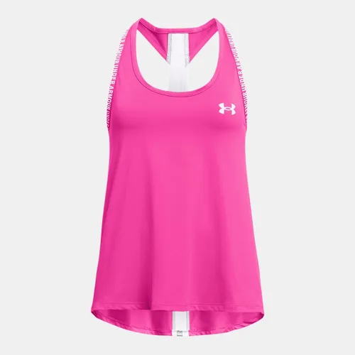 Girls'  Under Armour  Knockout Tank Rebel Pink / White YMD (54 - 59 in)