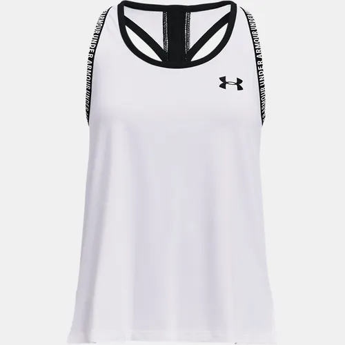Girls'  Under Armour  Knockout Tank White / Black / Black YLG (59 - 63 in)