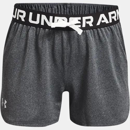 Girls'  Under Armour  Play Up Shorts Pitch Gray Light Heather / Metallic Silver YLG (59 - 63 in)