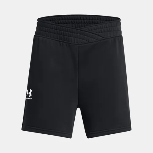 Girls'  Under Armour  Rival Terry Crossover Shorts Black / White YLG (59 - 63 in)
