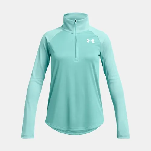 Girls'  Under Armour  Tech™ Graphic ½ Zip Radial Turquoise / Metallic Silver YMD (54 - 59 in)