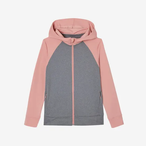 Girls' Warm Breathable Gym Jacket S500 - Pink/grey