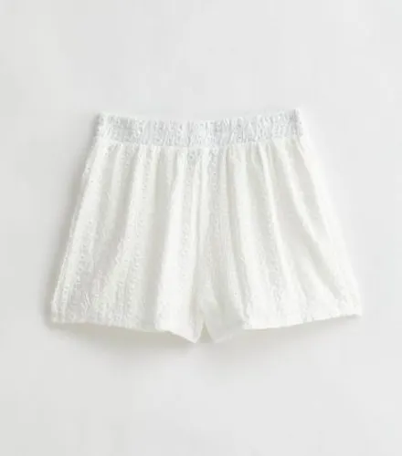 Girls White Broderie Shorts New Look