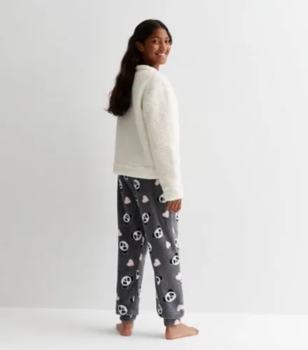 Girls White Jogger Pyjama Set with Panda Print New Look