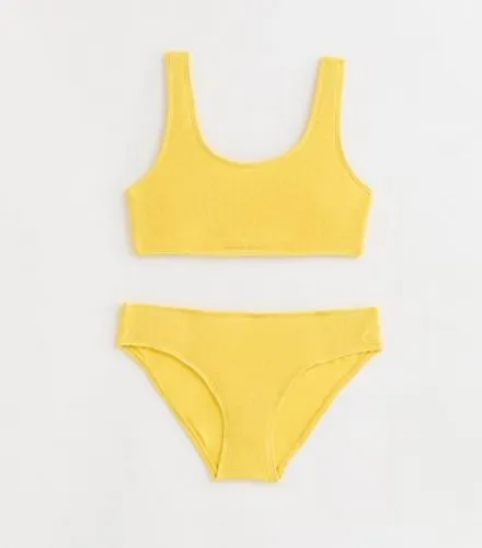 Girls Yellow Textured Bikini Set New Look