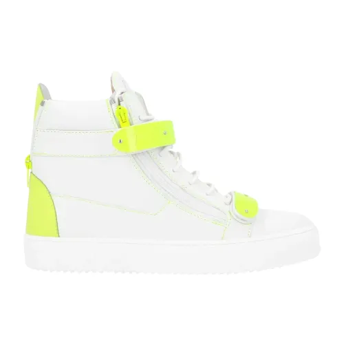 Giuseppe Zanotti , Leather Sneakers with Velcro Strap ,White male, Sizes: