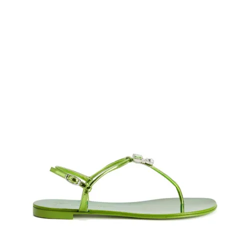 Giuseppe Zanotti , Rock flat sandals ,Green female, Sizes: