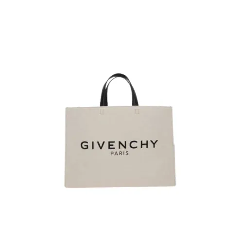 Givenchy , Beige Canvas Tote Bag with Logo Print ,Beige female, Sizes: ONE SIZE