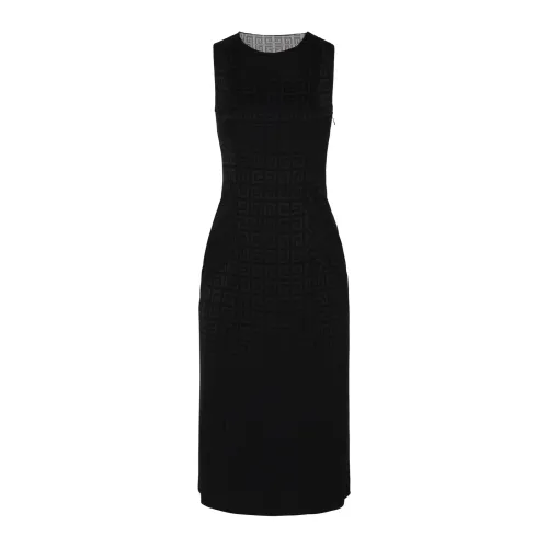 Givenchy , Black 4G Jacquard Dress with Tulle and Drape ,Black female, Sizes: