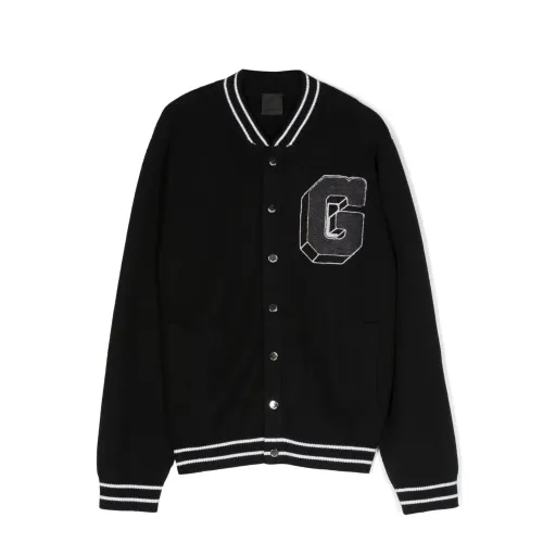 Givenchy , Black Cotton-Cashmere Jacket with Logo ,Black male, Sizes: