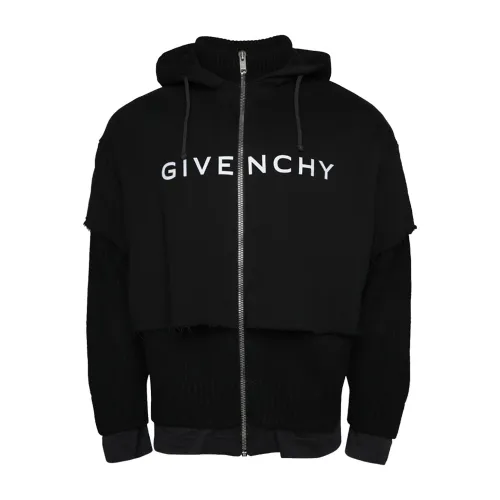 Givenchy , Black Cotton Hooded Sweatshirt ,Black male, Sizes: