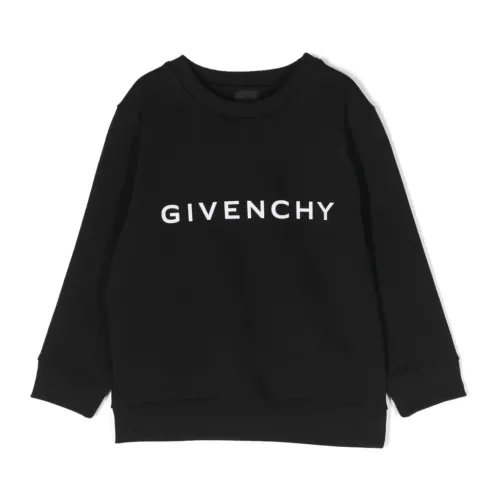 Givenchy , Black Cotton Sweater with Logo Print ,Black male, Sizes: