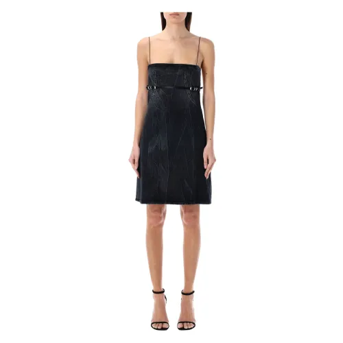 Givenchy , Black Denim Mini Dress Voyou Straps ,Black female, Sizes: