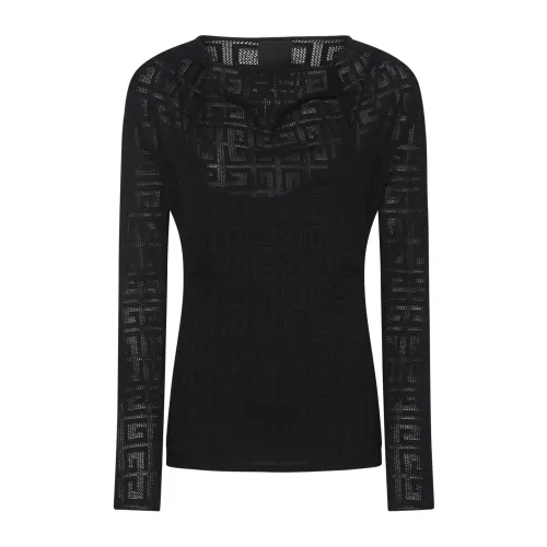 Givenchy , Black Draped Sweater with 4G Jacquard ,Black female, Sizes: