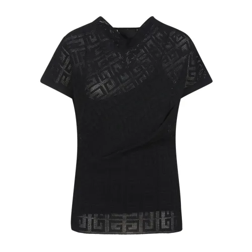 Givenchy , Black Draped Top with 4G Jacquard ,Black female, Sizes: