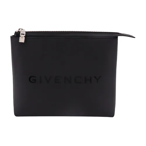 Givenchy , Black Leather Clutch with Zipper ,Black male, Sizes: ONE SIZE