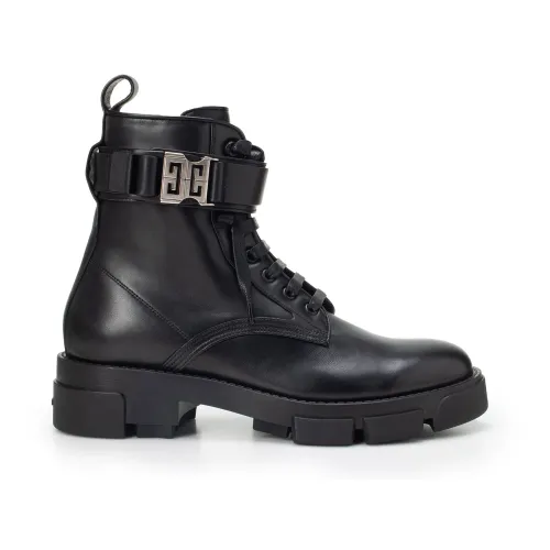 Givenchy , Black Leather Combat Ankle Boots ,Black female, Sizes: