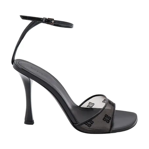 Givenchy , Black Leather Sandals with Adjustable Strap ,Black female, Sizes: